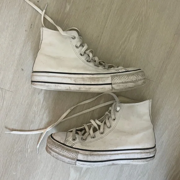 Converse White High-Tops with Black Details - Picture 2 of 2